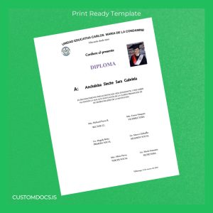 custom Ecuador Palliatanga Graduation Diploma Template File Preview - CustomDocs