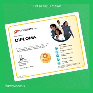 custom Ecuador Progrentis Diploma Template File Preview - CustomDocs