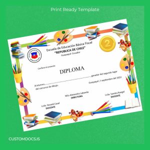 custom Ecuador Republic of Chile School Diploma File Preview - CustomDocs