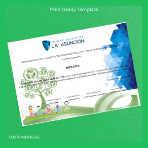 custom Ecuador Unidad Educativa La Asunción Diploma File Preview - CustomDocs