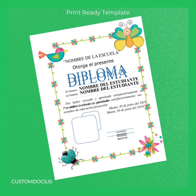 Custom Ecuador Unidad Educativa _NOMBRE DE LA ESCUELA_ Diploma Template page 4 File Preview - CustomDocs