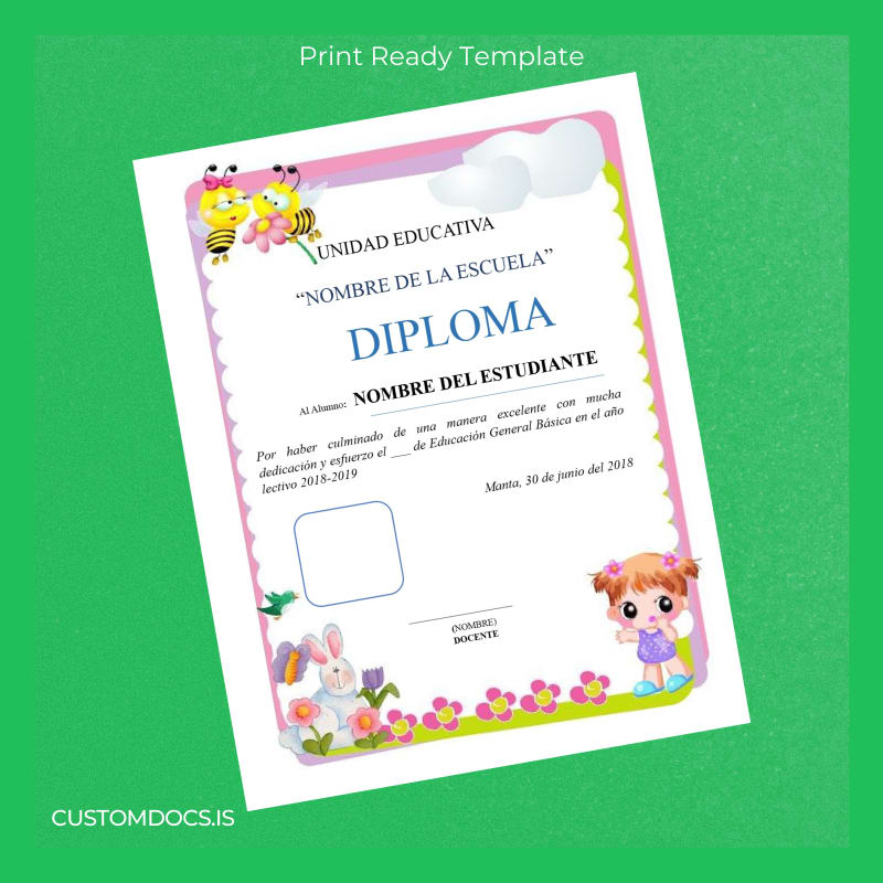 Custom Ecuador Unidad Educativa _NOMBRE DE LA ESCUELA_ Diploma Template page 5 File Preview - CustomDocs