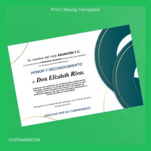 custom El Salvador Asuncion F.C. Honor and Recognition Diploma File Preview - CustomDocs