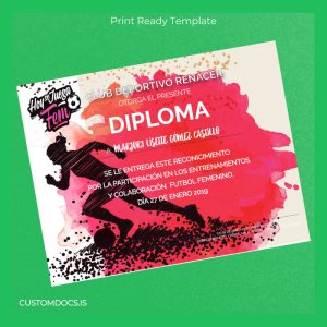 custom El Salvador Club Deportivo Renacer Diploma File Preview - CustomDocs
