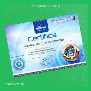 custom El Salvador Fundación Génesis Empresarial Certificate of Completion in Intelligent Expense Management File Preview - CustomDocs