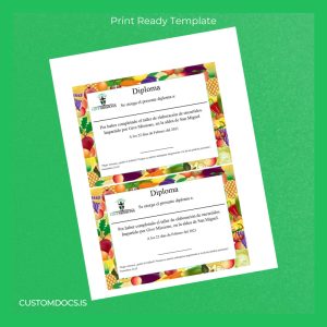 custom El Salvador Give Missions Diploma Certificate in Pickling Workshop File Preview - CustomDocs