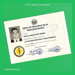 custom El Salvador University of El Salvador Bachelor's Degree in Anesthesiology and Inhalotherapy Template File Preview - CustomDocs