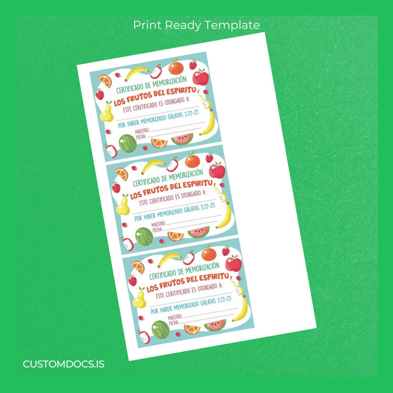 custom English Spain Certificate of Memorization Template File Preview - CustomDocs