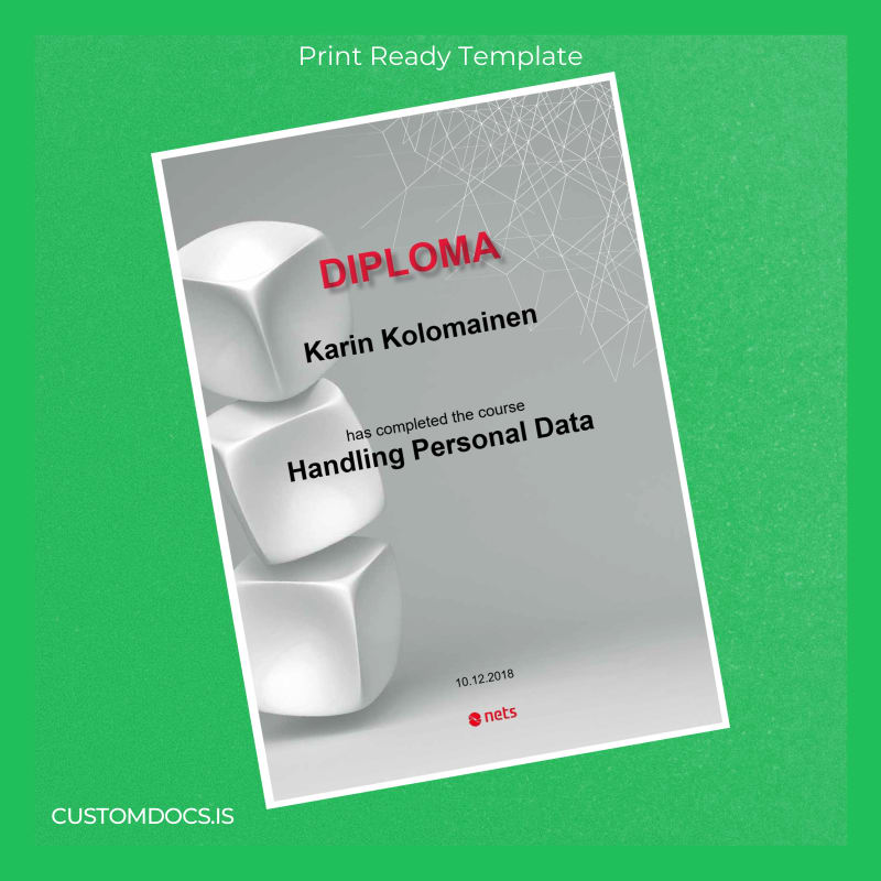 custom Finland nets Diploma in Handling Personal Data File Preview - CustomDocs