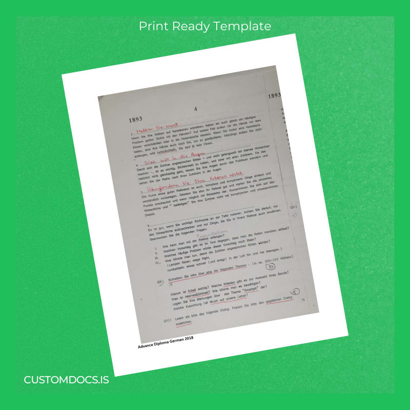 Custom Germany Advanced Diploma in German Template page 4 File Preview - CustomDocs