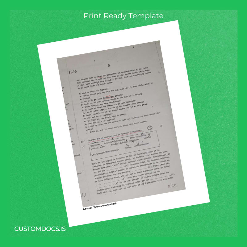 Custom Germany Advanced Diploma in German Template page 5 File Preview - CustomDocs