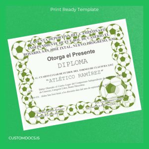 custom Guatemala Atlético Ramírez Diploma Template File Preview - CustomDocs