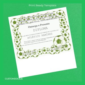 custom Guatemala Atlético Ramírez Diploma in Soccer Certificate File Preview - CustomDocs