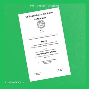 custom Guatemala Centro Universitario de Jutiapa Rey Feo Degree Certificate File Preview - CustomDocs