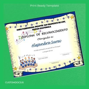 custom Guatemala Coro Parroquial Infantil San Francisco de Asis Diploma Template File Preview - CustomDocs