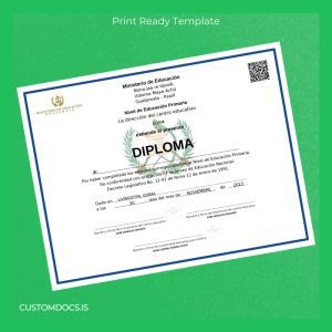 custom Guatemala EORM Primary Education Diploma Template File Preview - CustomDocs