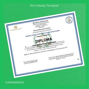 custom Guatemala Escuela Oficial Rural Mixta Aldea Santa Elena Primary Education Diploma File Preview - CustomDocs