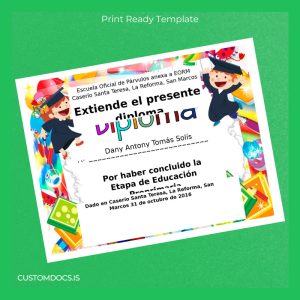 custom Guatemala Escuela Oficial de Párvulos anexa a EORM Preprimary Education Diploma File Preview - CustomDocs