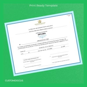 custom Guatemala Escuela Privada Urbana Mixta Alfalit Primary School Diploma Template File Preview - CustomDocs