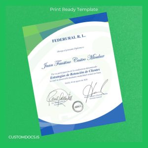 custom Guatemala FEDERURAL R. L. Diploma in Customer Retention Certificate File Preview - CustomDocs
