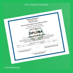 custom Guatemala Instituto Nacional Educación Básica Basic Education Diploma File Preview - CustomDocs