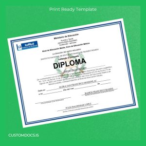 custom Guatemala Instituto Nacional de Educación Básica de Telesecundaria High School Diploma File Preview - CustomDocs