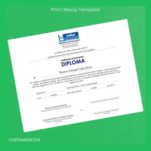 custom Guatemala Instituto Nacional de Educación Básica de Telesecundaria Telesecundaria Diploma File Preview - CustomDocs