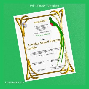 custom Guatemala Instituto Privado Mixto Dr. Máximo Neumayer Honorary Diploma Certificate File Preview - CustomDocs