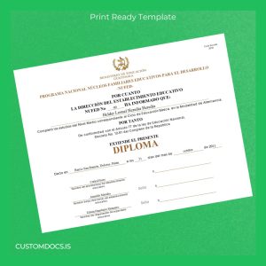 custom Guatemala NUFED High School Diploma Template File Preview - CustomDocs