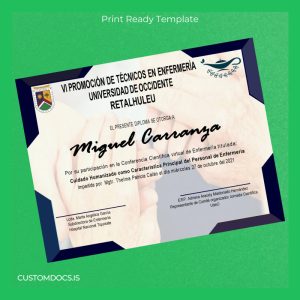 custom Guatemala National Tiquisate Hospital Diploma in Nursing Techniques Template File Preview - CustomDocs