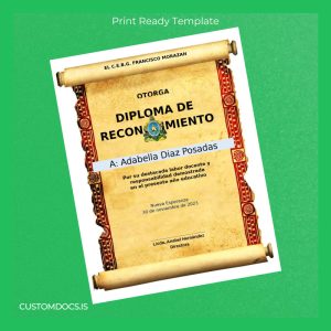 custom Honduras C.E.B.G. Francisco Morazan Diploma Template File Preview - CustomDocs