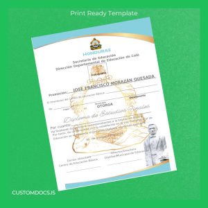 custom Honduras Centro de Educación Básica Diploma de Estudios Finales File Preview - CustomDocs