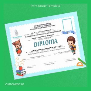 custom Honduras Centro de Educacion Prebasica Diploma Template File Preview - CustomDocs