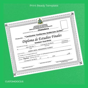 custom Honduras Concepción de María Diploma in Final Studies File Preview - CustomDocs