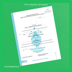 custom Honduras Diploma de Basic Studies Template File Preview - CustomDocs