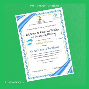 custom Honduras Dirección Departamental de Educación de Francisco Morazán Basic Education Diploma Template File Preview - CustomDocs