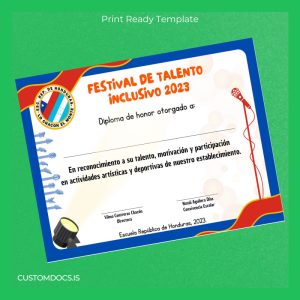 custom Honduras Escuela República de Honduras Diploma Certificate File Preview - CustomDocs