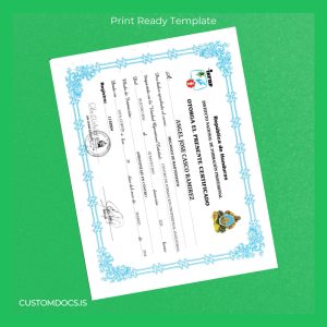 custom Honduras National Professional Training Institute High School Diploma Template File Preview - CustomDocs