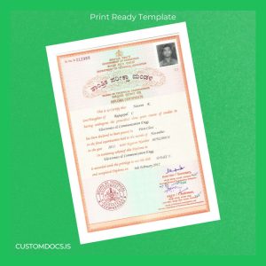 custom India Board of Technical Examinations Diploma Certificate in Electronics and Communication Engg Template File Preview - CustomDocs