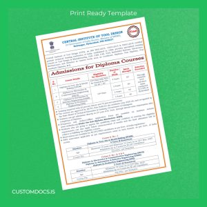 custom India Central Institute of Tool Design Diploma Certificate Template File Preview - CustomDocs