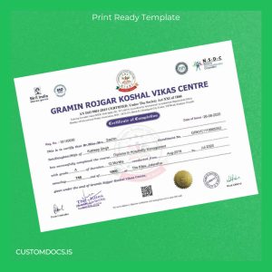 custom India Gramin Rojgar Koshal Vikas Centre Diploma in Hospitality Management Template File Preview - CustomDocs