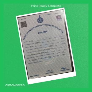custom India Haryana State Board of Technical Education Diploma in Electrical Engineering Template File Preview - CustomDocs
