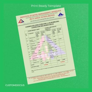 custom India Institute of Hotel Management Bodhgaya Diploma in Hotel Management Template File Preview - CustomDocs