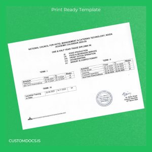 custom India National Council for Hotel Management & Catering Technology One and Half Year Trade Diploma in Food Production, Food & Beverage Service, Front Office Operation, Housekeeping, File Preview - CustomDocs