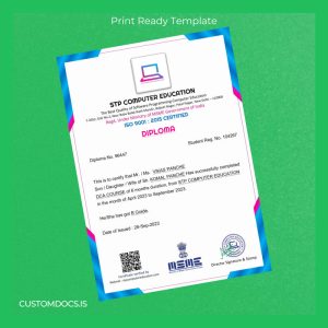 custom India STP Computer Education DCA Diploma Template File Preview - CustomDocs