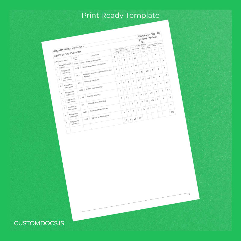 Custom India State Board of Technical Education Kerala Diploma in Architecture Template page 3 File Preview - CustomDocs