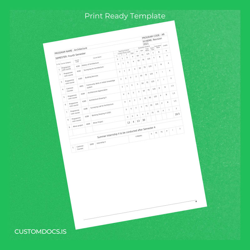 Custom India State Board of Technical Education Kerala Diploma in Architecture Template page 4 File Preview - CustomDocs