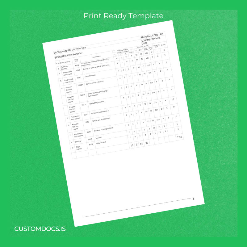 Custom India State Board of Technical Education Kerala Diploma in Architecture Template page 5 File Preview - CustomDocs