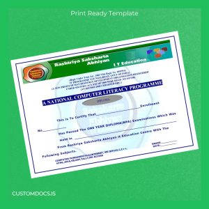 custom India Touch Stone Institute of IT & Management National Computer Literacy Diploma File Preview - CustomDocs