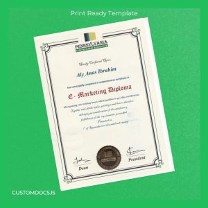 custom International University E-Marketing Diploma Template File Preview - CustomDocs